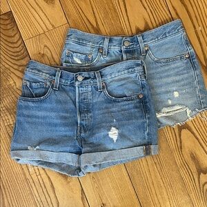 Levi's Distressed Blue Denim Shorts Duo - Women's